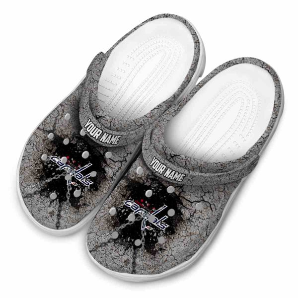 personalized washington capitals cracked ground texture clog latest model