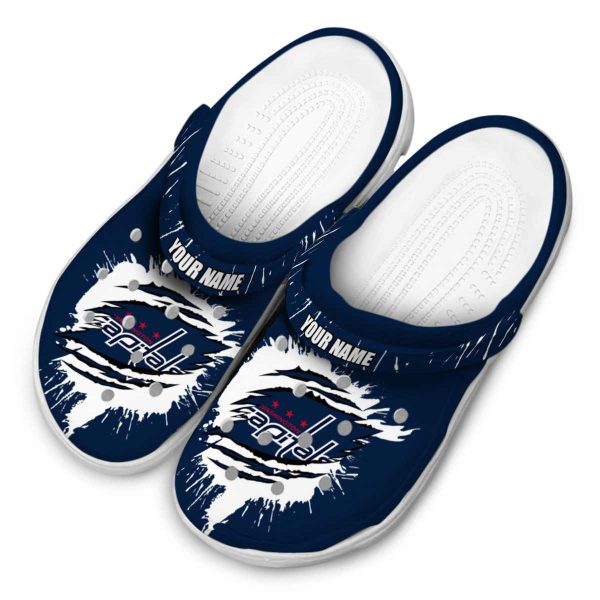 personalized washington capitals splash motif background clog latest model