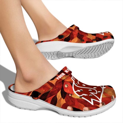 personalized washington state cougars autumn leaves clog fashion forward