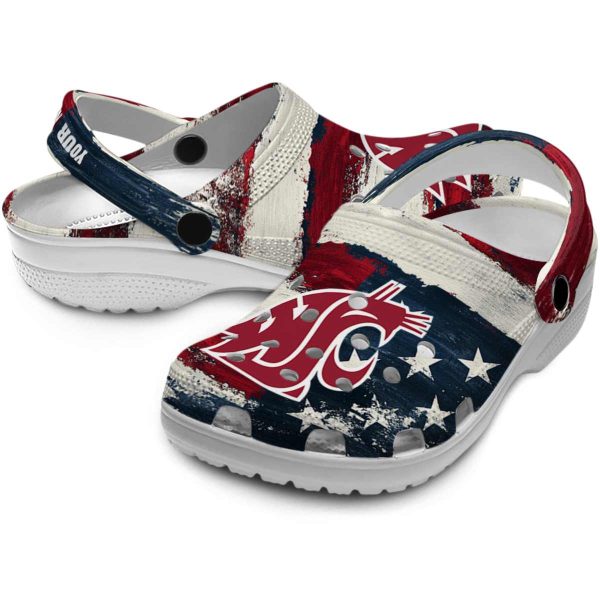personalized washington state cougars patriotic stripes clog high quality