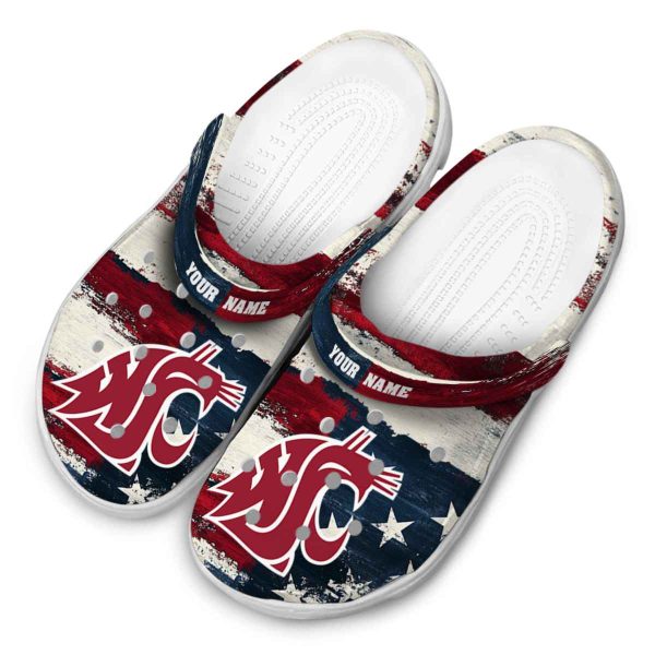personalized washington state cougars patriotic stripes clog latest model