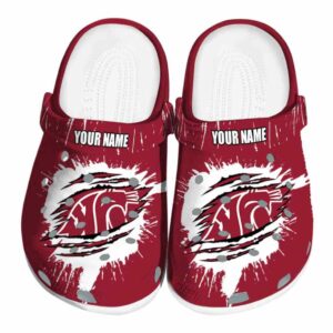 personalized washington state cougars splash motif background clog best selling