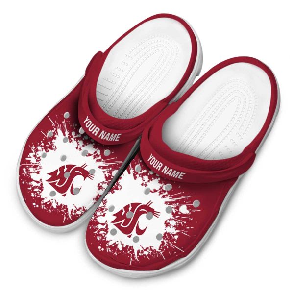 personalized washington state cougars splatter background clog latest model