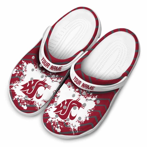 personalized washington state cougars zigzag paint burst clog latest model