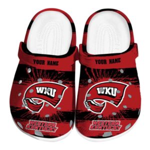 personalized western kentucky hilltoppers paint splatter graphics clog best selling