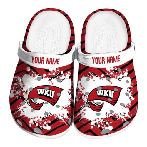 personalized western kentucky hilltoppers zigzag paint burst clog best selling