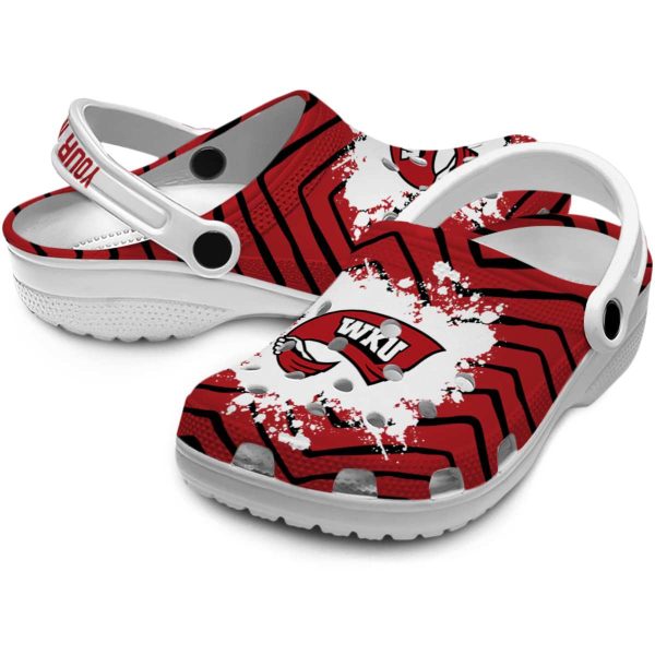personalized western kentucky hilltoppers zigzag paint burst clog high quality