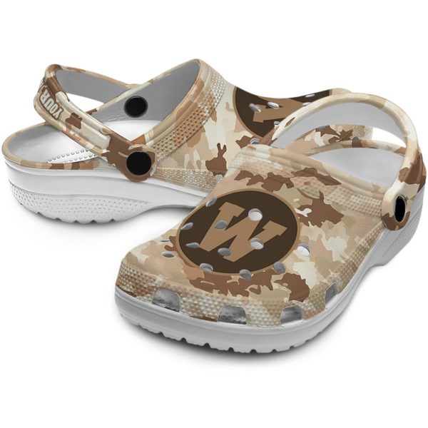 personalized western michigan broncos desert camo clog high quality