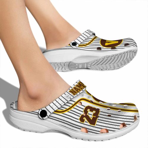 personalized western michigan broncos pinstripe pattern clog fashion forward