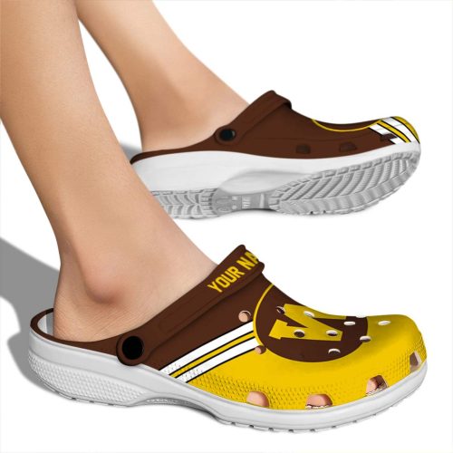 personalized western michigan broncos striped accents clog fashion forward