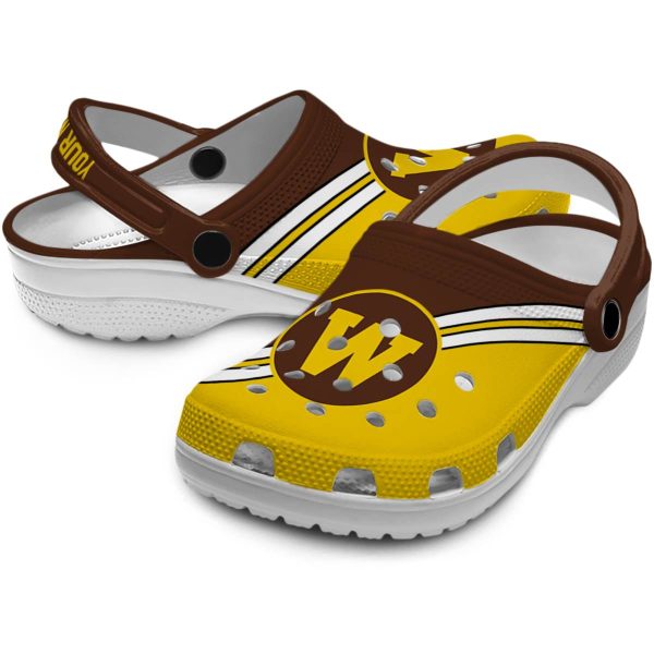 personalized western michigan broncos striped accents clog high quality