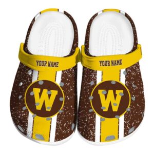 personalized western michigan broncos vertical stripes clog best selling