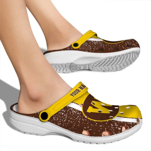 personalized western michigan broncos vertical stripes clog fashion forward