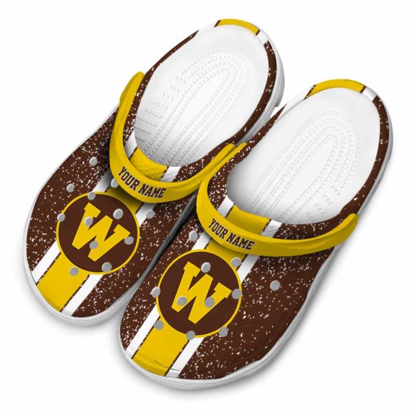 personalized western michigan broncos vertical stripes clog latest model