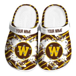 personalized western michigan broncos zigzag paint burst clog best selling