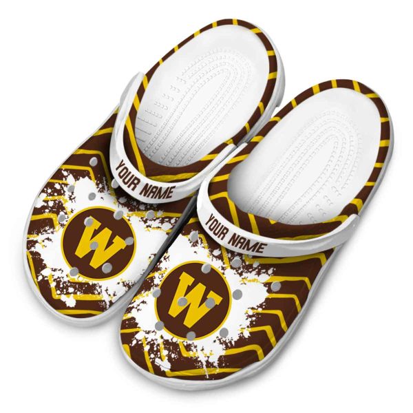 personalized western michigan broncos zigzag paint burst clog latest model