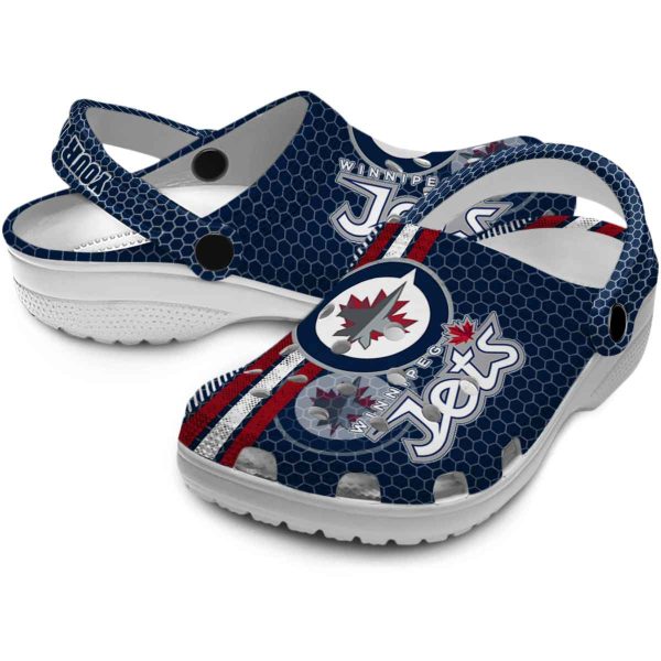 personalized winnipeg jets contrasting stripes clog high quality