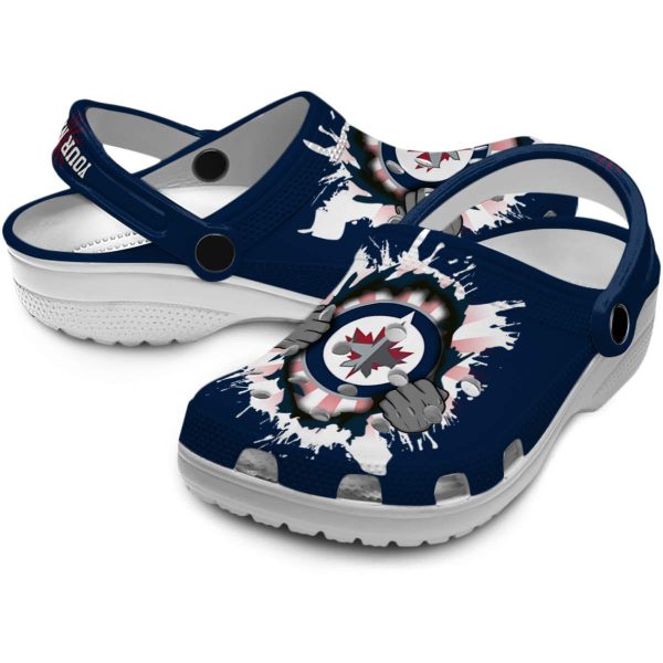 personalized winnipeg jets gripping hand clog high quality