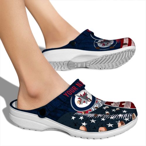 personalized winnipeg jets star spangled side pattern clog fashion forward