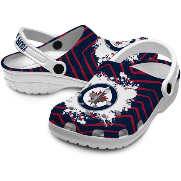 personalized winnipeg jets zigzag paint burst clog high quality