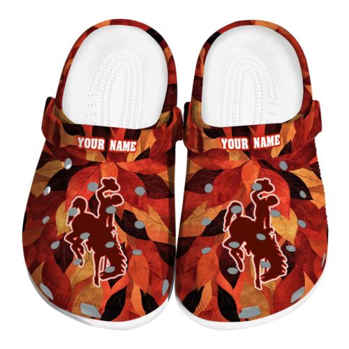 personalized wyoming cowboys autumn leaves clog best selling