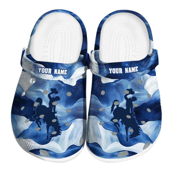 personalized wyoming cowboys ocean waves clog best selling