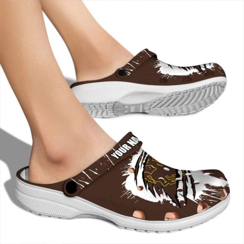 personalized wyoming cowboys splash motif background clog fashion forward