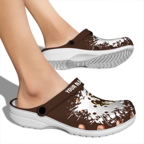 personalized wyoming cowboys splatter background clog fashion forward