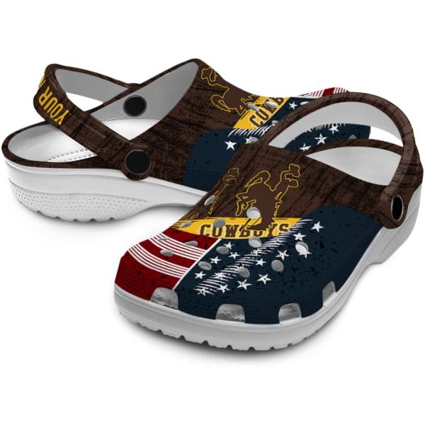 personalized wyoming cowboys star spangled side pattern clog high quality
