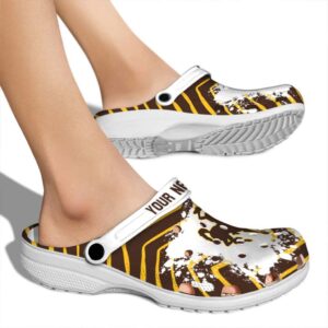 personalized wyoming cowboys zigzag paint burst clog fashion forward