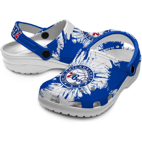 philadelphia 76ers splatter graphics clog high quality