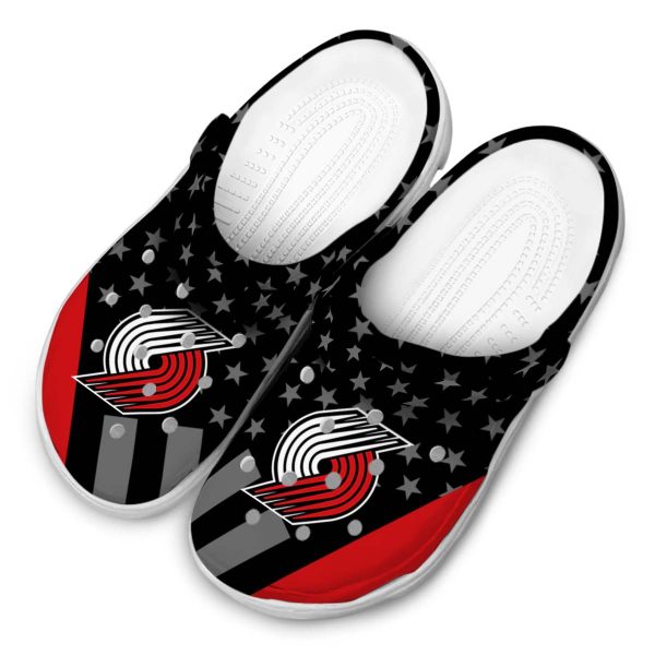 portland trail blazers stellar stripes theme clog latest model