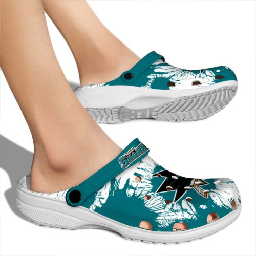 san jose sharks splatter graphics clog fashion forward