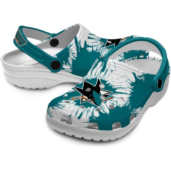 san jose sharks splatter graphics clog high quality