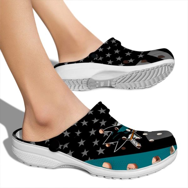 san jose sharks stellar stripes theme clog fashion forward