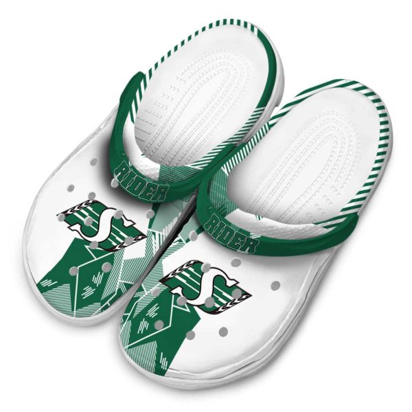 saskatchewan roughriders geometric background clog latest model