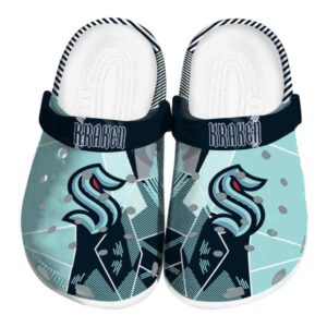 seattle kraken geometric background clog best selling