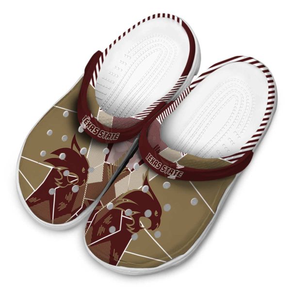 texas state bobcats geometric background clog latest model