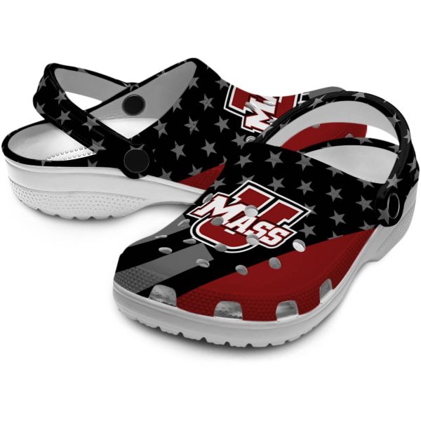 umass minutemen stellar stripes theme clog high quality