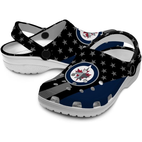 winnipeg jets stellar stripes theme clog high quality