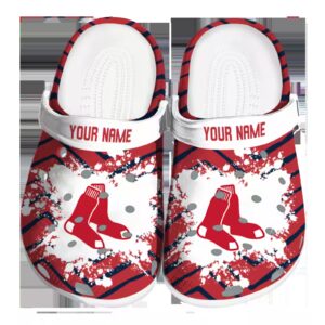 custom boston red sox zigzag paint burst clog best selling