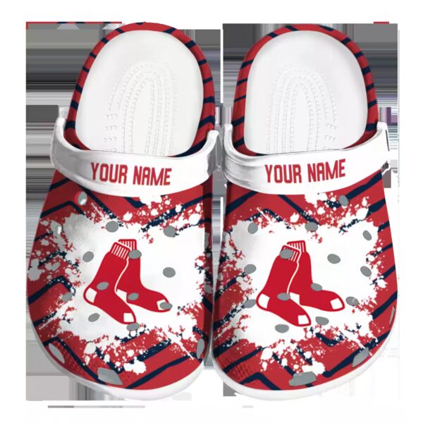 custom boston red sox zigzag paint burst clog best selling