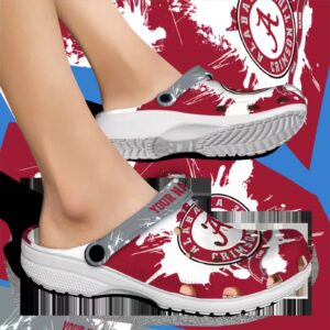 customized alabama crimson tide splatter pattern clog fashion forward