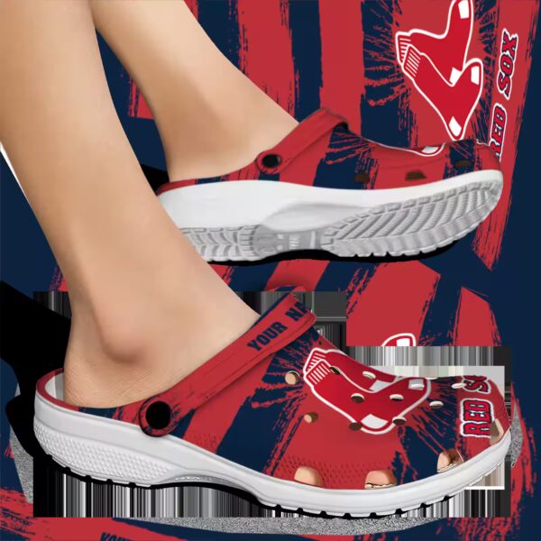 customized boston red sox paint splatter graphics clog fashion forward