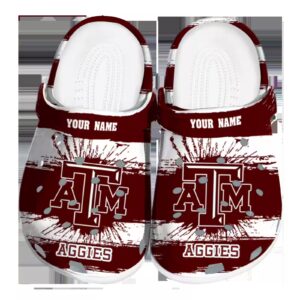 customized texas am aggies paint splatter graphics clog best selling