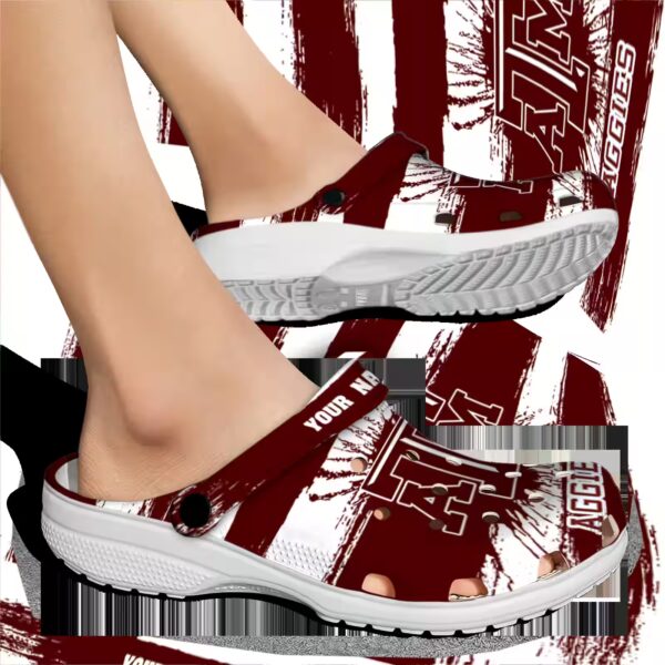 customized texas am aggies paint splatter graphics clog fashion forward