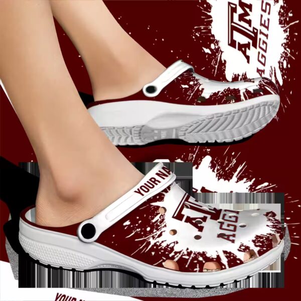 customized texas am aggies splash art clog fashion forward