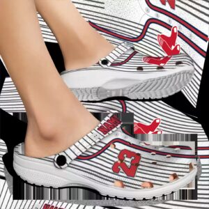 personalized boston red sox pinstripe pattern clog fashion forward