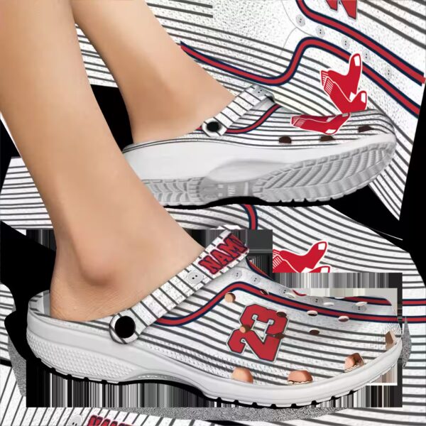 personalized boston red sox pinstripe pattern clog fashion forward