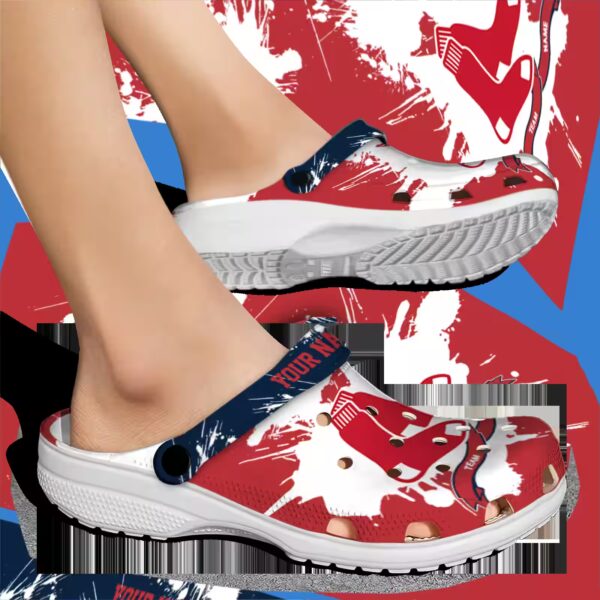 personalized boston red sox splatter pattern clog fashion forward